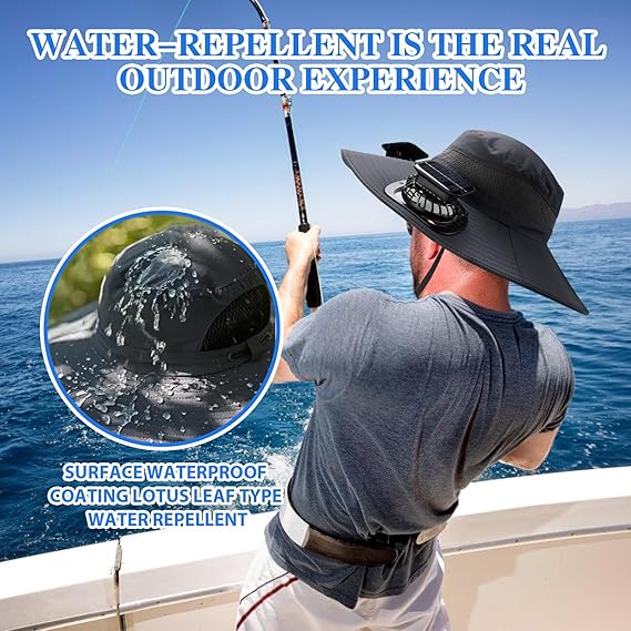 🔥LAST DAY 49% OFF - Wide Brim Solar Fan Outdoor Fishing Hat-Solar & USB Charging