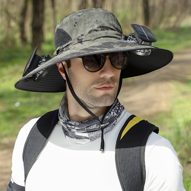 🔥LAST DAY 49% OFF - Wide Brim Solar Fan Outdoor Fishing Hat-Solar & USB Charging