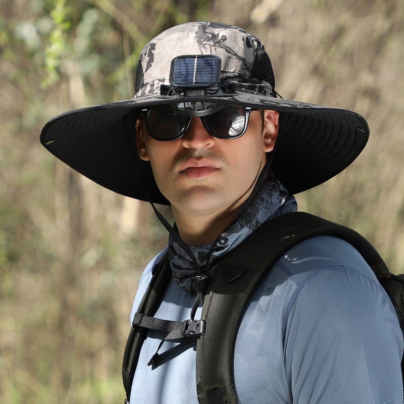 🔥LAST DAY 49% OFF - Wide Brim Solar Fan Outdoor Fishing Hat-Solar & USB Charging