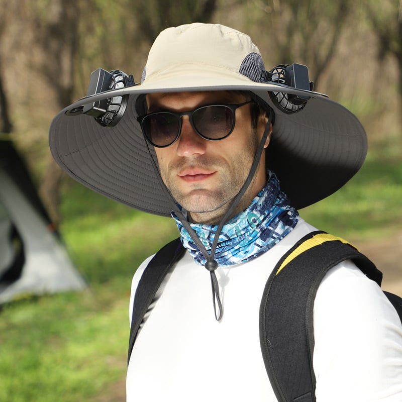 🔥LAST DAY 49% OFF - Wide Brim Solar Fan Outdoor Fishing Hat-Solar & USB Charging