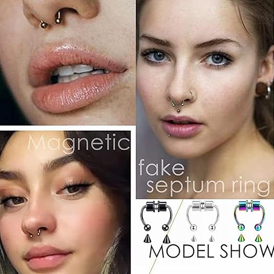 Nose Rings Hoops Fake Nose Ring Fake Septum Fake Lip Rings Fake Septum Piercing
