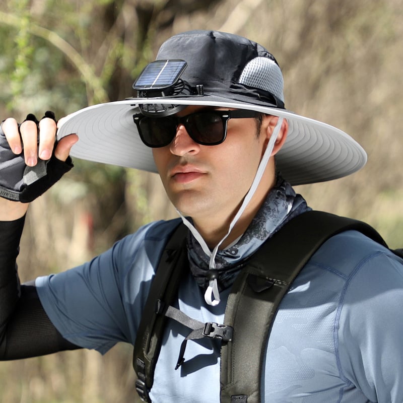 🔥LAST DAY 49% OFF - Wide Brim Solar Fan Outdoor Fishing Hat-Solar & USB Charging