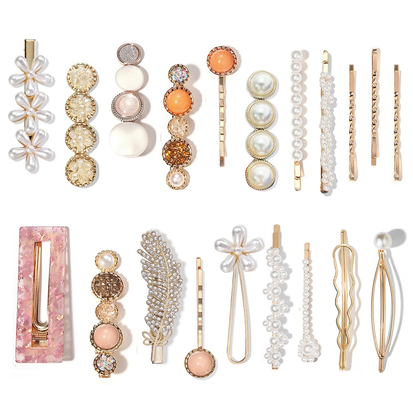 20 PCS Pearl Hair Clips Set Fashion Hair Accessories for Decorative Party Wedding