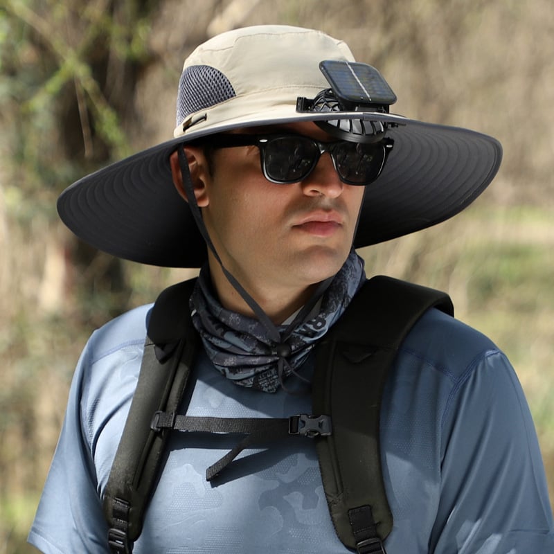 🔥LAST DAY 49% OFF - Wide Brim Solar Fan Outdoor Fishing Hat-Solar & USB Charging