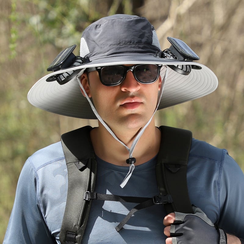 🔥LAST DAY 49% OFF - Wide Brim Solar Fan Outdoor Fishing Hat-Solar & USB Charging