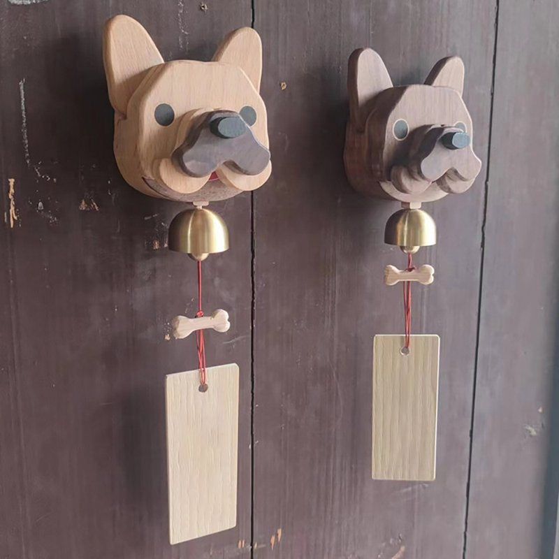 Carillon éolien en bois fabriqué à la main en forme de Shiba Inu