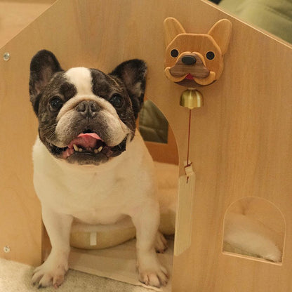 Carillon éolien en bois fabriqué à la main en forme de Shiba Inu